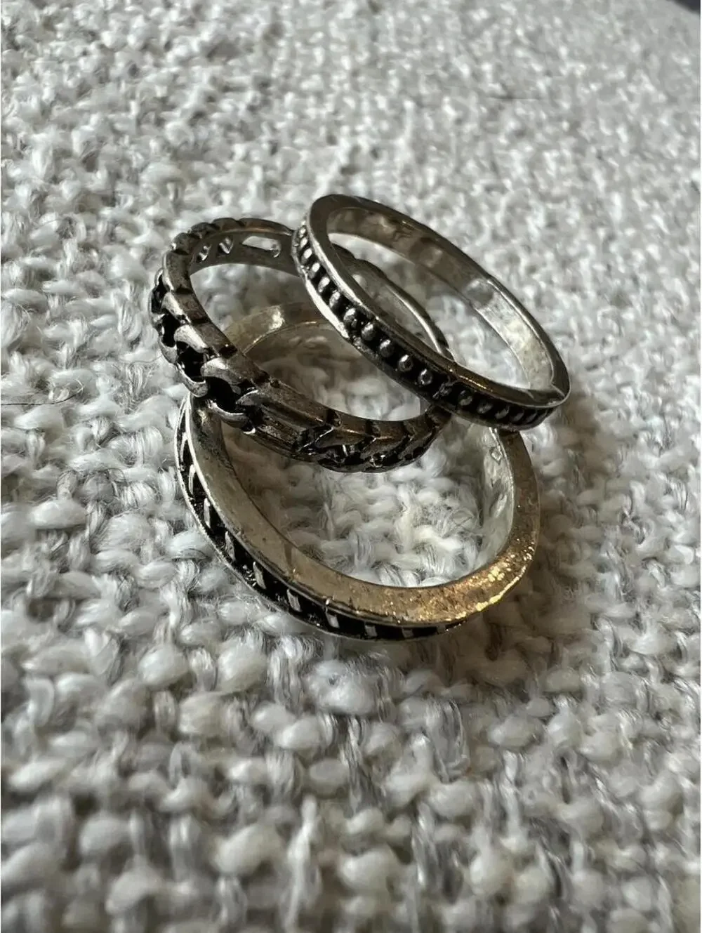 3-Piece Minimalist Men's Silver Tone Ring Set